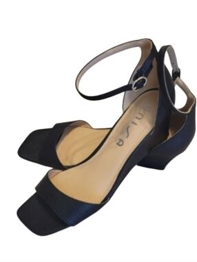 Ankle Strap Short Black Heels